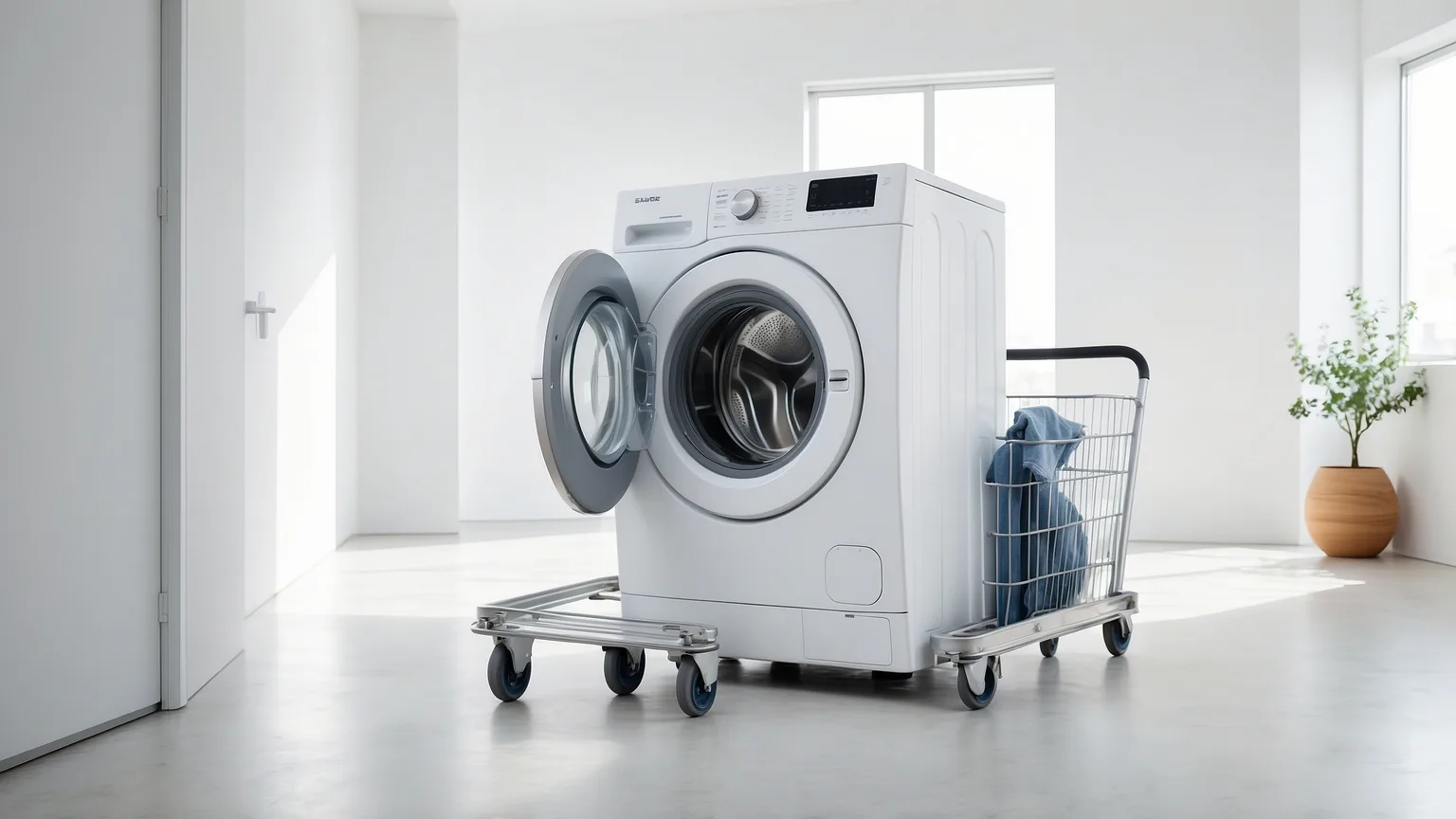 Waschmaschine wird auf einer Sackkarre transportiert